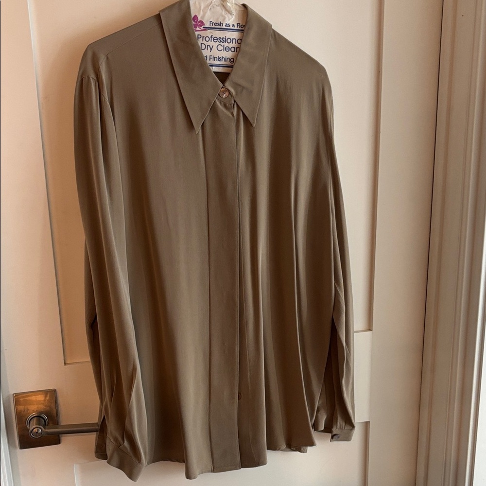 Saks Fifth Women’s Tan/taupe Silk Shirt